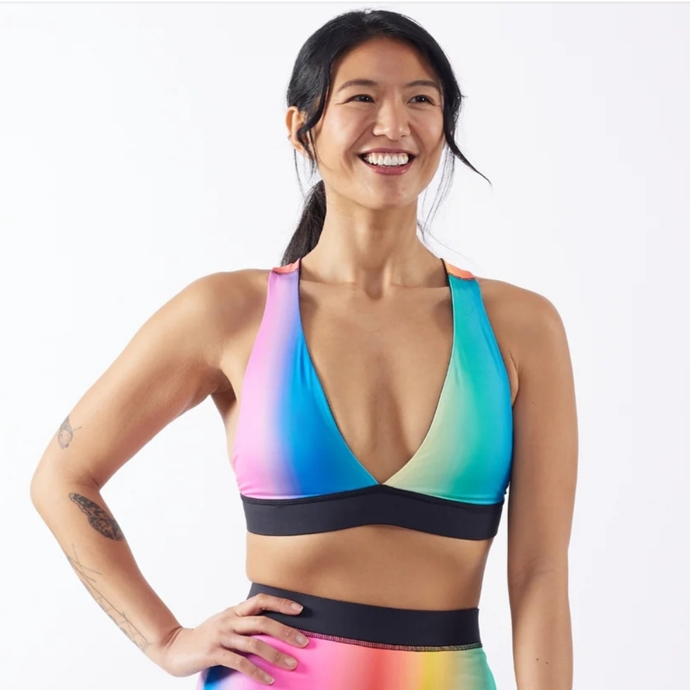 NWT TomboyX Reversible Rainbow Swim Top